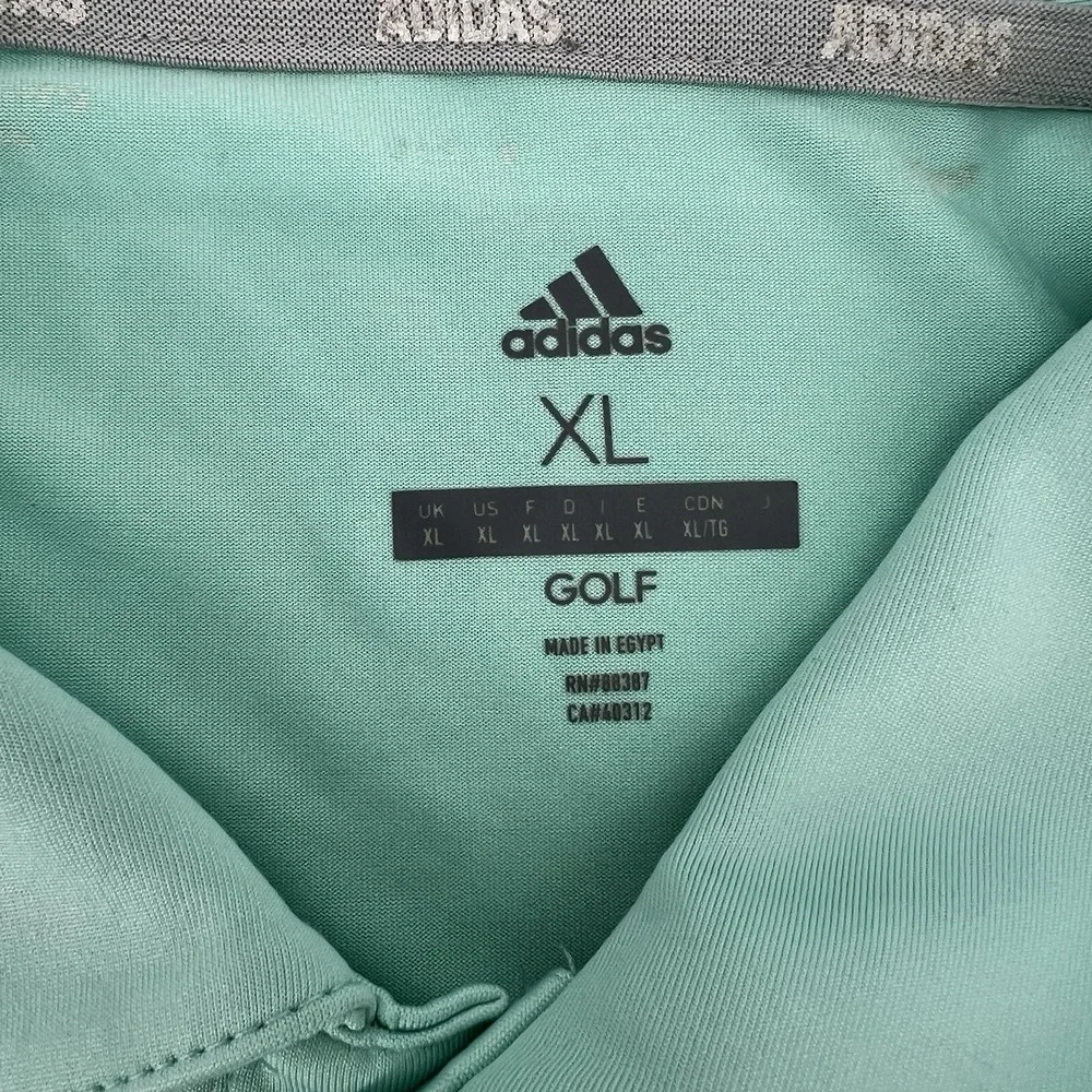 Light Mint Adidas Men's Polo XL White Logo Golf Performance Short Sleeve Stretch